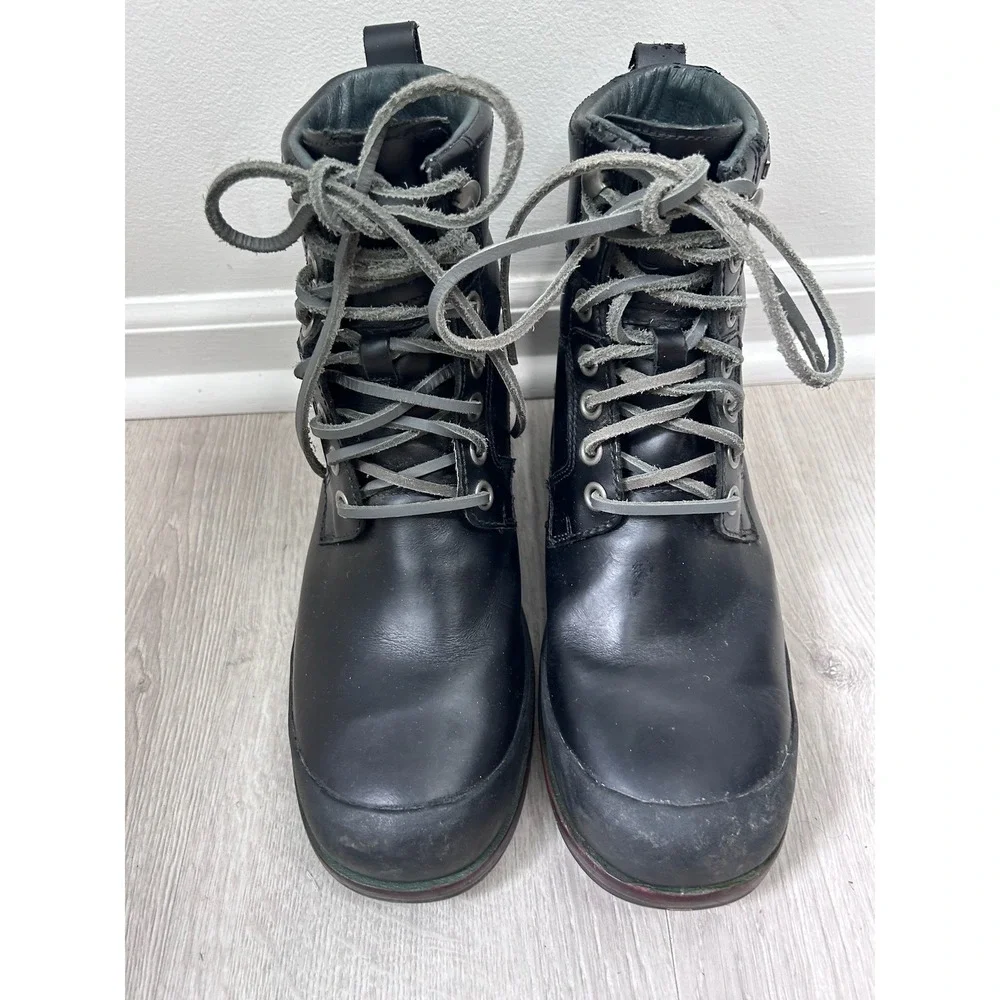 UGG Hannen Black Leather Waterproof eVent Lace Up Boots Mens 8.5 Shearling Lined